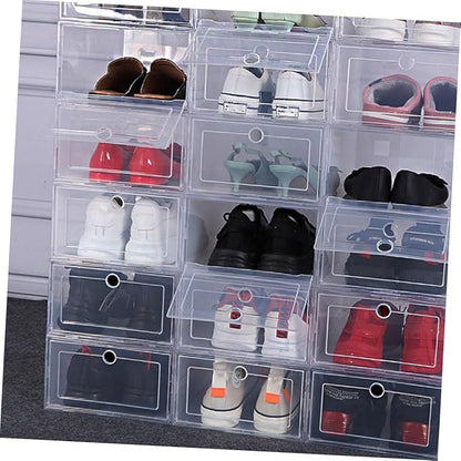 6pcs Transparent Clamshell-type Plastic Shoe Storage Box Organizer with Capacity for Easy Access Reinforced Design for Sneakers and Boots