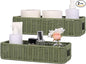 Small Resin Wicker Basket: Waterproof Sage Green Vanity Organizer 2-Pack for Modern Minimalist Decor