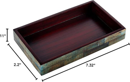 Handicrafts Home Small Bathroom Tray for Countertop, Bone Inlay Vanity Tray for Cosmetics, Guest Towel Holder, Decorative Serving Tray for Bathroom & Kitchen Counter Organizer, Vintage Decor - 10x6
