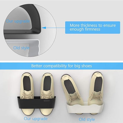 Wall Mounted Shoes Rack 2Pack with Sticky Hanging Strips, Plastic Shoes Holder Storage Organizer,Door Shoe Hangers (SM03-Black-2)