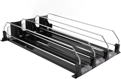 Drink Dispenser for Refrigerator, Self Pushing Soda Can Organizer Adjustable Divider for Refrigerator Supermarket (Black)