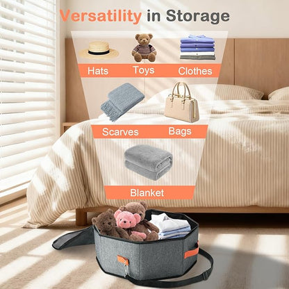 VZZNN 4 Pack Hat Storage Boxes, with Hardboard Support, Cowboy Hat Box for Travel & Home Organization, with 4 Door Hooks for Women & Men(Grey)