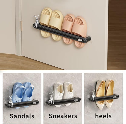 2-Pack Modern Wall Mounted Shoe Racks with Decorative Bunny - Sleek ABS Hanging Shoe Organizer for Closet, Entryway & Mudroom, Holds 2 Pairs Each (Space-Saving Design)