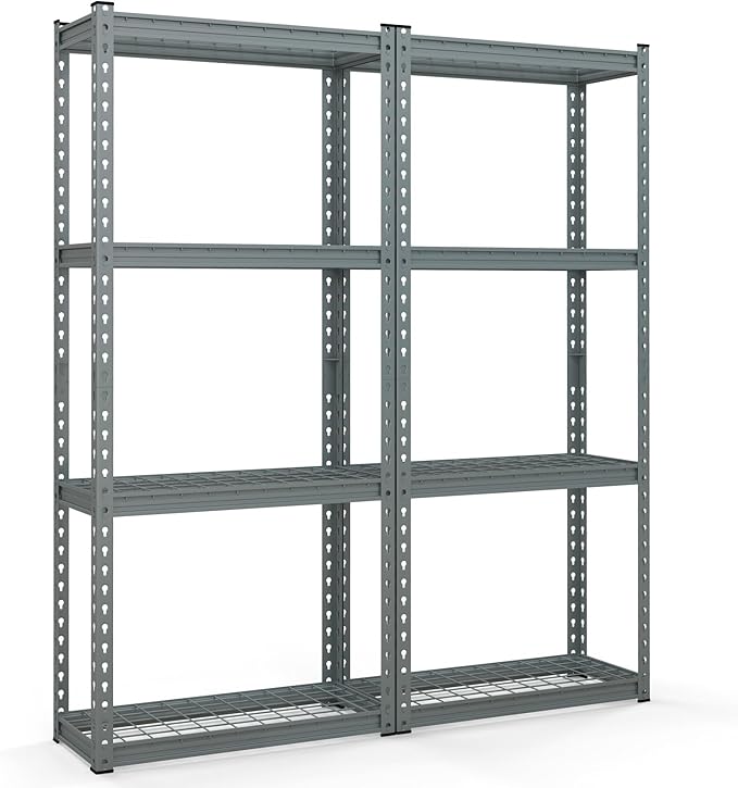 Goplus 4-Tier Metal Shelving Unit, 2 Pack Heavy Duty Wire Storage Rack with Anti-Slip Foot Pads, Height Adjustable Shelves for Warehouse, Kitchen, Living Room, Garage, 12" D x 27.5" W x 60" H