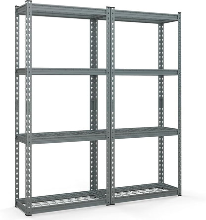 Goplus 4-Tier Metal Shelving Unit, 2 Pack Heavy Duty Wire Storage Rack with Anti-Slip Foot Pads, Height Adjustable Shelves for Warehouse, Kitchen, Living Room, Garage, 12" D x 27.5" W x 60" H