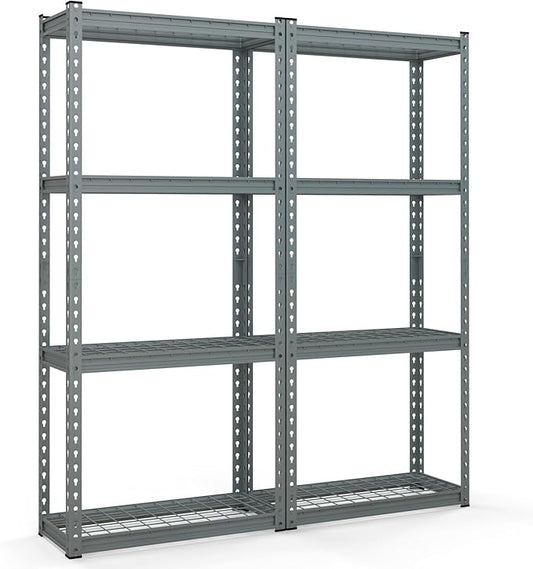 Goplus 4-Tier Metal Shelving Unit, 2 Pack Heavy Duty Wire Storage Rack with Anti-Slip Foot Pads, Height Adjustable Shelves for Warehouse, Kitchen, Living Room, Garage, 12" D x 27.5" W x 60" H