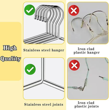 50 Pack Stainless Steel Space Saving Hangers with Grooves - 16.4 Inch Non-Slip Coat Hangers for Sling Dress Clothes Shirt Pant