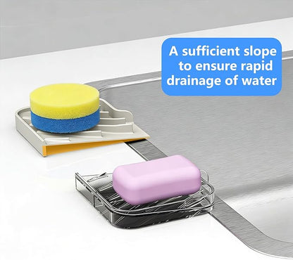 Sponge Holder for Kitchen Sink, Dish Sponge Holder & Soap Tray with Drain, Bathroom Sink Sponge Drying Rack & Perfect Organizer for Dispenser,Bottle,Cup on Sinks or Counter(8"x 4"Cream)