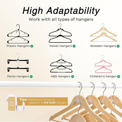 HOUSE DAY Space Saving Hangers 20 Pack, Clear Clothes Hanger Connector Hooks, Heavy Duty Hangers Space Saver, Premium College Dorm Room Essentials, Closet Organizers and Storage