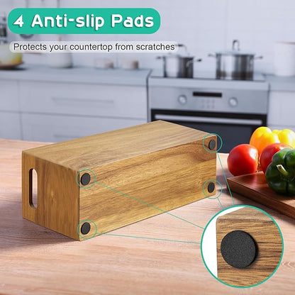 ALELION Acacia Wood Utensil Holder with Removable Divider - 4 Compartment Wooden Utensil Caddy Organizer for Kitchen Counter - Cooking Utensil Crock for Countertop