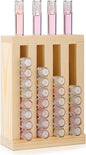 Wonderjune 1 Pcs Wooden Lipsticks Holder 0.7 inch Lip Balm Tube Holder Lip Gloss Organizer Display Wood Lipsticks Tube Tower Organizer for Market Craft Booth Room Display (4 Slot)