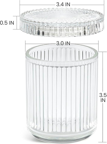 2 Pack Glass Qtip Holder Dispenser - Bathroom Organizers and Storage, Clear Apothecary Jars Set, Bathroom Essentials Accessories Decor, Vanity Makeup Storage Organizer (Clear)