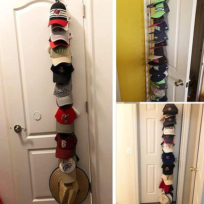 Cap Hanger Hat Hats Baseball Cap Caps Rack Organizer Baseball Cap Holder Cowboy hat Storage , Holds Up to 20 Hats Any Size Style Shape! Door Wall Closet Organize Anything. Hanging on Hanger - No Cap