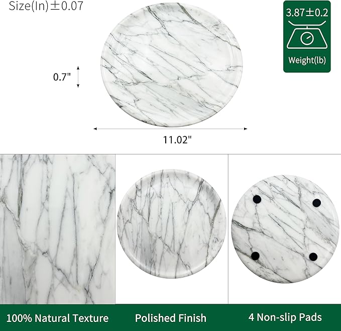 Marmor Marble Perfume Tray Bathroom Tray for Decorative,Candles,Jewelry Stone Vanity Tray,Kitchen Counter Decor and Home Decorative Tray(Calacatta Marble White) Jewelry Tray Unique Festival Gifts