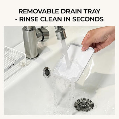 Soap Dish for Shower, Carbon Steel Bar Soap Holder with Drainage and Water Tray, Soap Saver for Bathroom, Kicthen Sink and Countertop