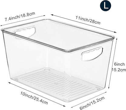 theaoo Clear Storage Bins with Lids Stackable - Large Plastic Containers for Pantry Organization and Storage - Perfect for kitchen,Fridge,Laundry Room,Bathroom,Garage,Closet,Cabinet Organizer - 4 Pack