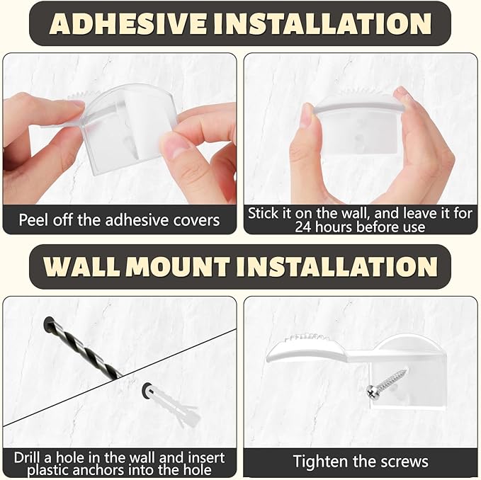 SelfTek 2.9 Inch Cowboy Hat Rack for Wall - 8 Pack Hat Hooks & Holder Hanger, Heavy Duty Adhesive Wall Mount, Western Room Decor for Baseball Cowboy, Sun Hats, Fedora, Wide Brim Hats (Clear)