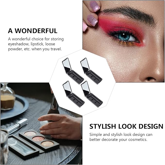 Beaupretty 4Pcs Empty Eyeshadow Palette Boxes 3-Grid Compact Cosmetic Storage Tray Durable Multi-Grid Makeup Organizer for Travel Lipstick Eye Shadow