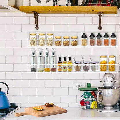 Clear Acrylic Floating Shelves Wall Mounted 15 Inch Invisible Kids Bookshelf Figurine Display Shelf Spice Rack for Office Bathroom Kitchen (4 Pack)