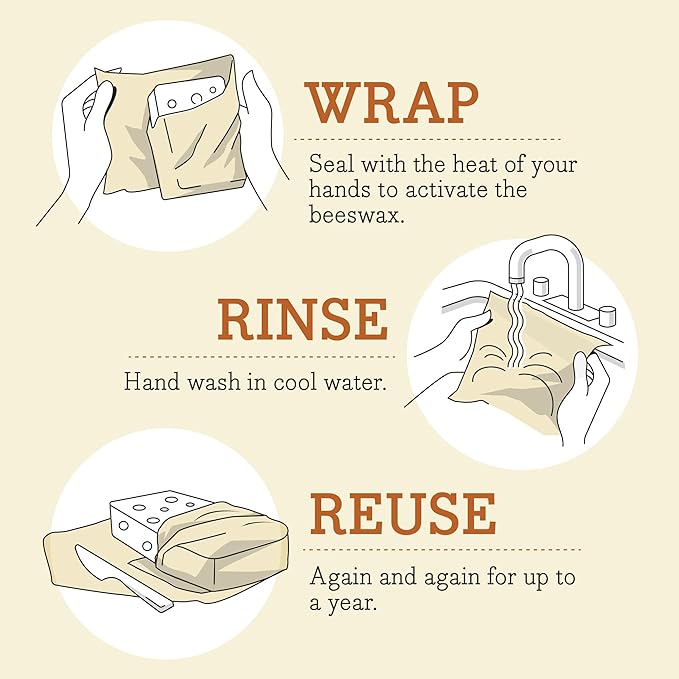 Bee's Wrap Beeswax Wraps for Food - 3 Pack of Assorted Beeswax Wraps - Small, Medium & Large Wrap - Plastic Free Made in USA Reusable Natural Food Wrap - Bees & Bears Print