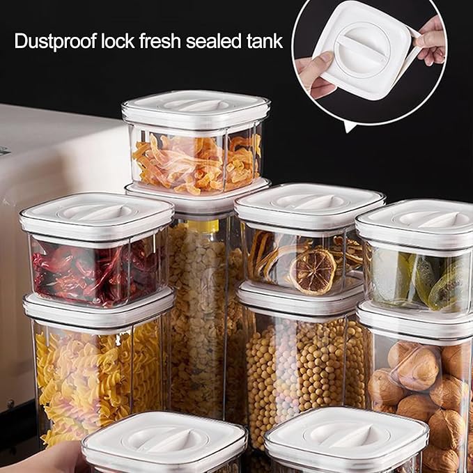 Cereal Storage Box,Large Capacity Airtight Food Storage Containers,Plastic Cereal Storage Containers for Kitchen Organizer White600ML
