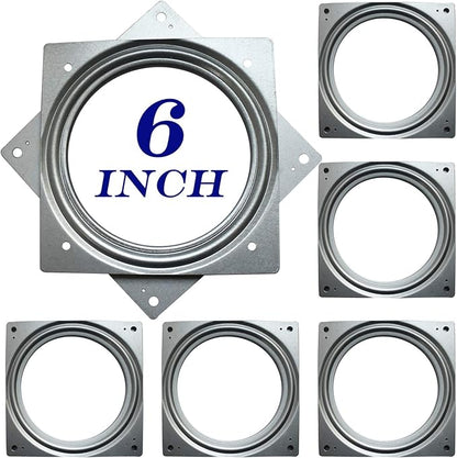 6Inch Lazy Susan Hardware, 6Pack Square Rotating Bearing Plate, 500lbs Capacity Lazy Susan Turntable Bearing for for Serving Trays, Kitchen Storage Racks, Craft Table, Zinc Plated Steel Swivel Plate