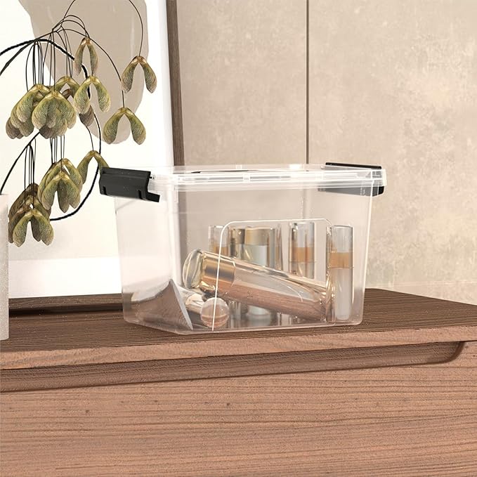 Stackable Clear Storage Bins with Latching Lids, 6-Quart (5-Pack) - Durable Plastic Organizing Containers with Handles for Home, Office, Closet & Pantry Organization
