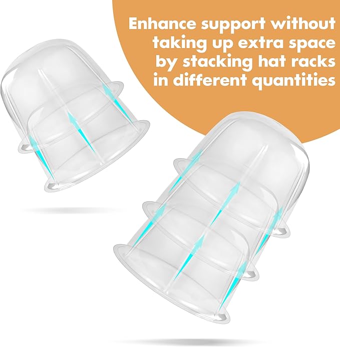 12 PCS Hat Holder Display Organizer Racks Stands Table Top Storage Hanger for Cowboy Fedora Closet Trucks Brim Bill Shaper (Clear)