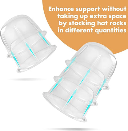 12 PCS Hat Holder Display Organizer Racks Stands Table Top Storage Hanger for Cowboy Fedora Closet Trucks Brim Bill Shaper (Clear)