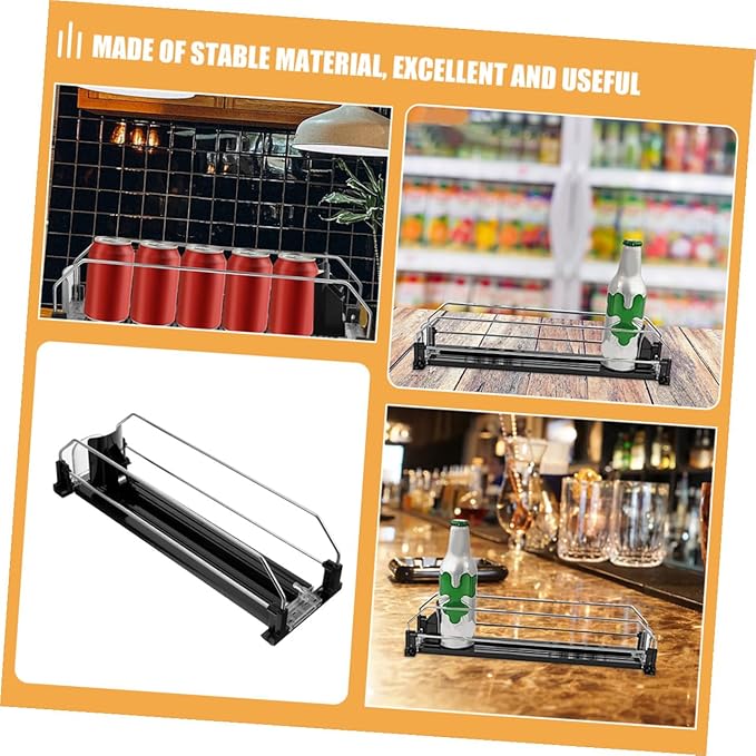 Ipetboom 2pcs Automatic Pusher Drinks Organizer for Refrigerator Stable Material Soda Can Dispenser Easy Install Fridge Beverage Organizer for Efficient Pantry Storage