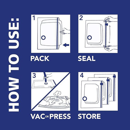 Hefty Shrink-Pak - 3 Extra Large Vacuum Storage Bags for Clothes, Pillows, Towels, or Blankets - Space Saver Vacuum Sealer Bags Ideal Under Bed Storage Solutions