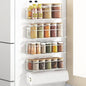 Magnetic Spice Rack For Refrigerator, Space Saving Magnetic Shelf For Fridge White 4 Pack With Magnetic Paper Towel Holder