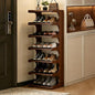 39" Bamboo Shoe Rack - Vertical Shoe Organizer Rack for Small Space, Narrow Shoe Tower for Closet, Entryway, Corner, Tall Shoe Shelf with Removable Shelves, Flexible Storage Shelf for Saving Space