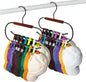 Hat Hangers for Closet, Hat Hanger for Baseball Caps, Double-Layer Rotatable Space-Saving, Versatile Iron-Wood Hat Rack for Home & Dorm Storage, 2 Packs