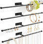 Wall Hanging Jewelry Organizer: 12.6'' Necklace Holder for Earring, Bracelet, Rings, Hairband, Glasses, Black 4-Pack, Screws Included