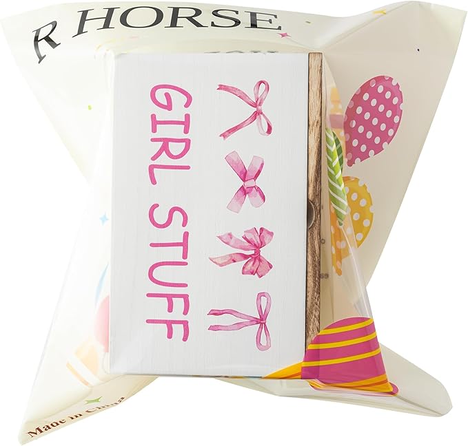 R HORSE Tampon Holder for Bathroom - Feminine Product Organizer, Pink Bow Organize Case with Lid Shark Week Tampon Storage Lady Stuff Box for Bathroom Accessories
