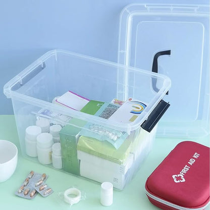 1-Pack Plastic Storage Box, Clear Latch Box with Handle and Lid, 10 L