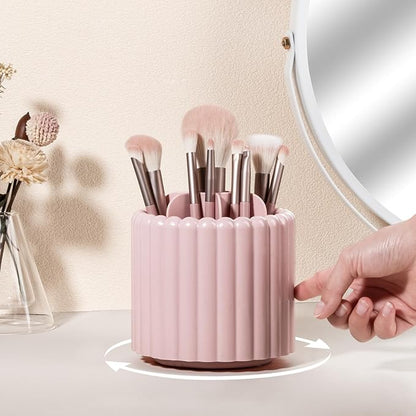 Anyoifax 360 Rotating Makeup Brush Holder 7 Slots Make Up Brush Organizer Removable Spinning Cosmetic Brushes Storage Pen Holder for Vanity, Dresser, Desk, Pink