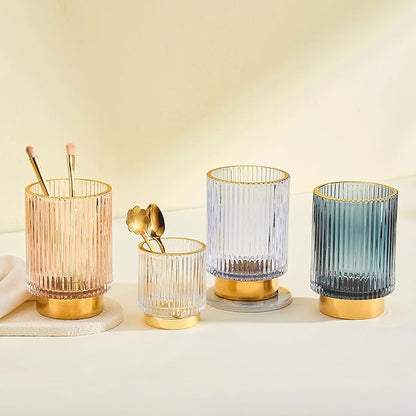 Makeup Brush Holder Organizer,Toothbrush Holders,Desk Pen Pencil Holder,Multifunctional Vintage Glass Brush Cup(A3-27-US)