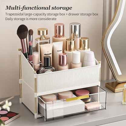 INVSSENE Stackable Makeup Organizer Countertop, Storage Perfume Skincare Cosmetic Lipstick Face Mask Makeup Brush Palettes, Ideal for Vanity Bathroom Counter