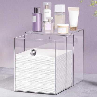 Delamu Clean Skin Club Face Towels Holder, Stackable Acrylic Organizer Compatible with Clean Skin Club Towel XL, Bathroom Vanity, Dresser Holder, Dustproof Multipurpose for Makeup, Skincare, Clear