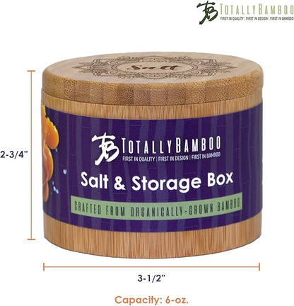 Totally Bamboo Salt Cellar Bamboo Storage Box with Magnetic Swivel Lid, 6 Ounce Capacity, Mandala Flower Engraved on Lid
