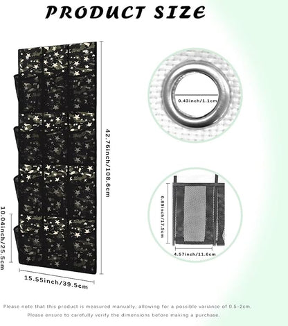 Camouflage Star Over the Door Shoe Organizer 12 Large Mesh Pockets Hanging Shoe Rack for Closet Foldable Shoe Organizer Door Hanger