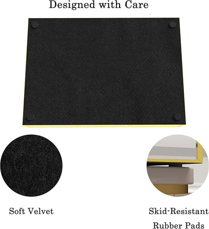 Perfume Tray Vanity Tray with Metal Frame, Gold Tray for Bathroom, Jewelry or Home Decoration 2 Pcs (L+S)