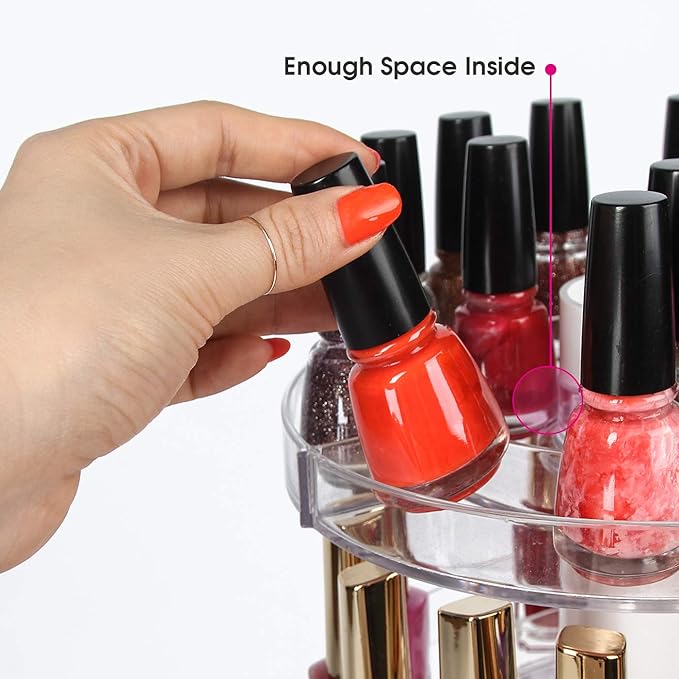 J JACKCUBE DESIGN Acrylic Rotating Nail Polish Display Stand Spinning Rack Holds 115 - 195 Bottles, 5 Tier Storage Holder Organizer for Nail Polish, Makeup, Essential Oil and more- MK548A
