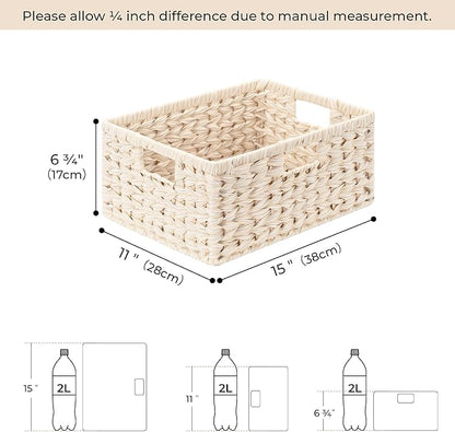 GRANNY SAYS Wicker Storage Baskets for Shelves, Waterproof Wicker Baskets for Organizing, Woven Basket for Shelves, Decorative Basket for Entryway, Butter Milk