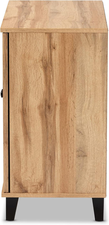 Baxton Studio Glidden Modern and Contemporary Oak Brown Finished Wood 2-Door Shoe Storage Cabinet