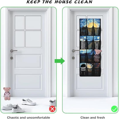 Generic Starry Night Over Door Storage Organizer Wear-Resistant Over The Door Storage Organizer Laundry Space Saving Hanging Closet Organizer for Small Apartments College Dorm