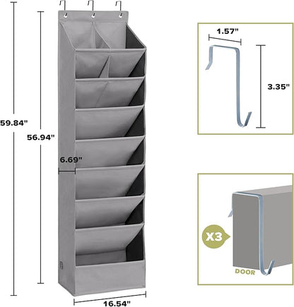 4 Pack Shoe Organizer with 6 Extra Large Pockets and 4 Large Pocket, Over the Door Sturdy Closet Storage Rack, Hanging Shoe Organizer for Shoes, Sneakers, Grey