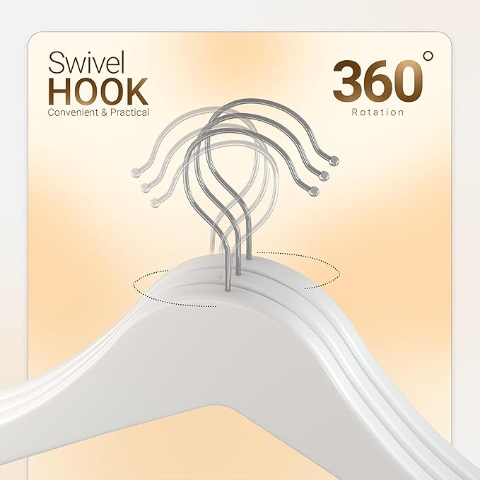 Utopia Home Premium Wooden Hangers 20 Pack - Durable & Slim Coat Hanger - Suit Hanger with 360-Degree Rotatable Hook - Wood Hangers with Shoulder Grooves (White Color)